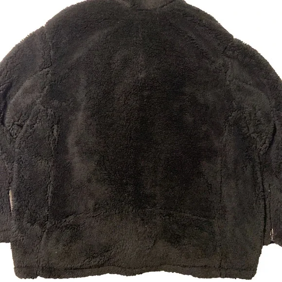 Free People Women's Black Faux Fur Full Zip Cozy Slouchy Moto Jacket Size XL - Picture 4 of 15